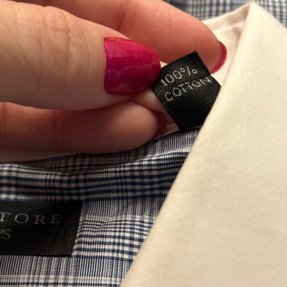 Plaid Contrast Collar Dress Shirt - Picture 6 of 7